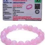 REBUY Natural Rose Quartz Healing Crystal Bracelet – Certified 10mm Polished Pink Gemstone Beads Stretch Bracelet for Men & Women (Pack of 1)