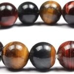 REBUY Natural Tri-Color Tiger Eye 10mm Crystal Bracelet