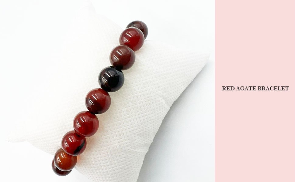 About REBUY Natural Red Agate Stone Bracelet and Mineral Meaning Layout