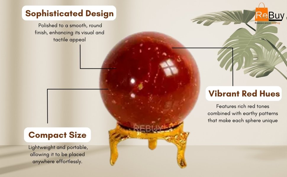 CrystalSouq Red Jasper Crystal Sphere Design