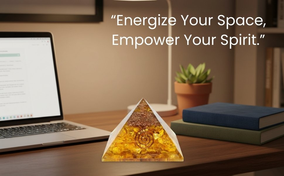 Energize Your Office Workspace and Desktop with Yellow Citrine Orgonite Pyramid