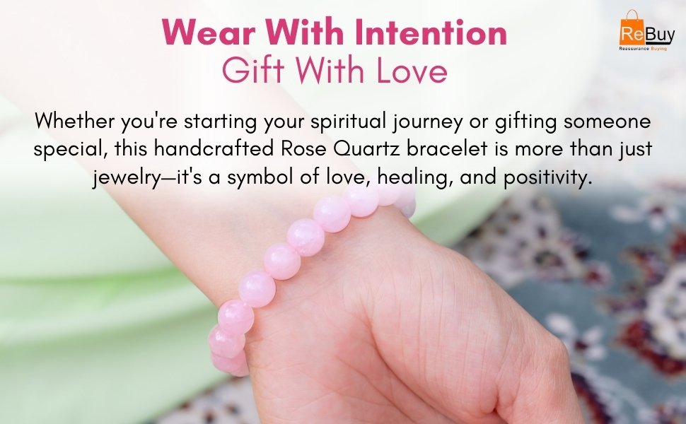 Rose Quartz Bracelet Natural Healing Gem Stone Bracelet for Men and Women
