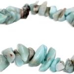 CrystalSouq Natural Larimar Gemstone Chip Bracelet for Calm, Communication & Harmony (Unisex)