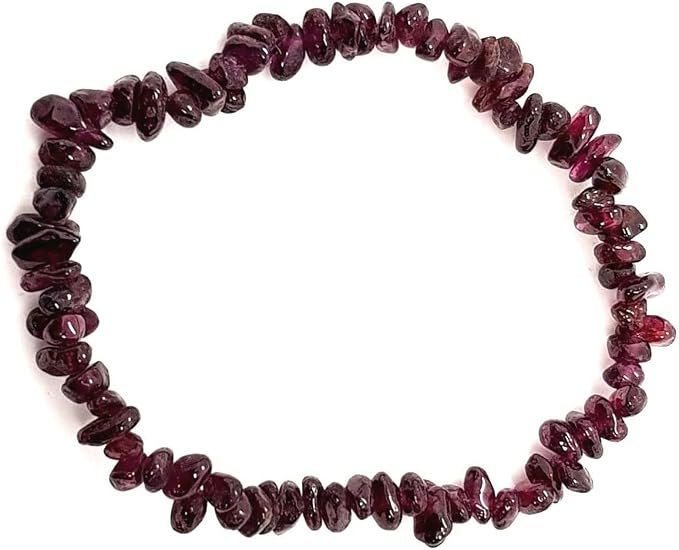CrystalSouq Natural Red Garnet Chip Gemstone Bracelet for Root Chakra & Emotional Strength (Unisex) - 1 CrystalSouq Natural Red Garnet Chip Gemstone Bracelet for Root Chakra & Emotional Strength (Unisex) - Image 1
