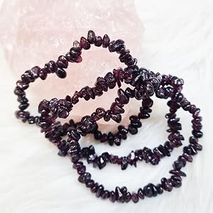 Red Garnet Chip Bracelet Stack